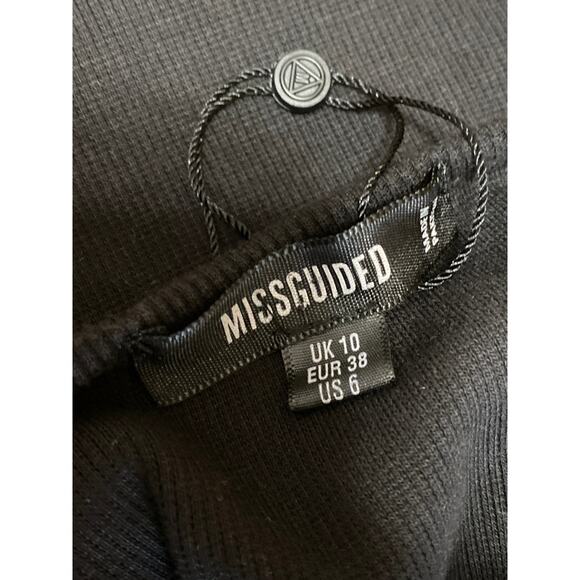 Missguided Womens Black Sleeveless Asymmetric Ruffle Hem Midi Tank Shift Dress 6 - Picture 3 of 4